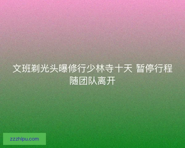 文班剃光头曝修行少林寺十天 暂停行程随团队离开